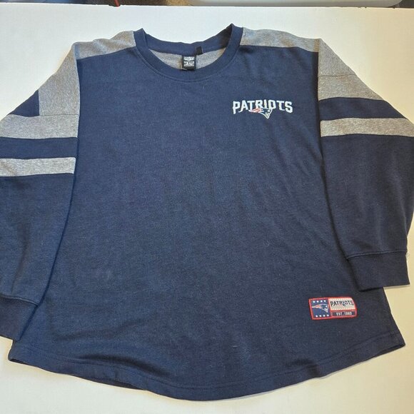 NFL Team Apparel Womens New England Patriots Sweatshirt - Navy - 1XL - Picture 1 of 9
